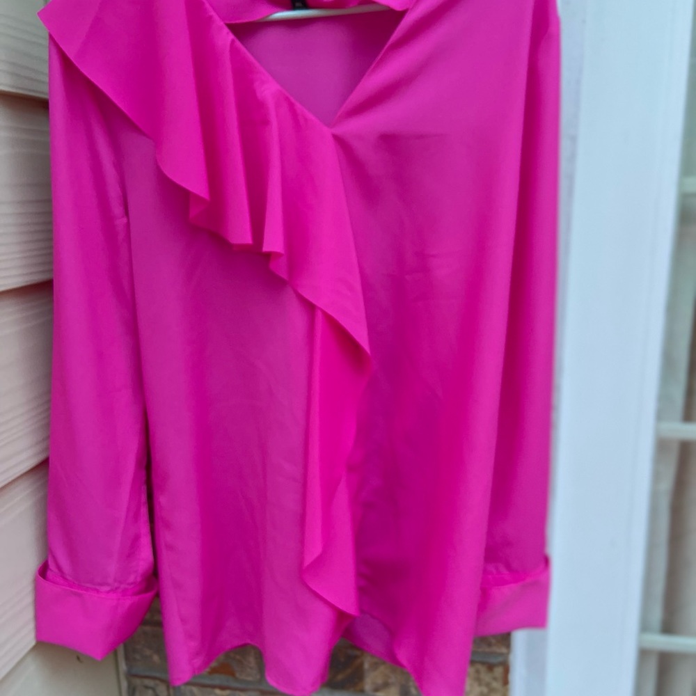 Long sleeve hot pink long blouse
